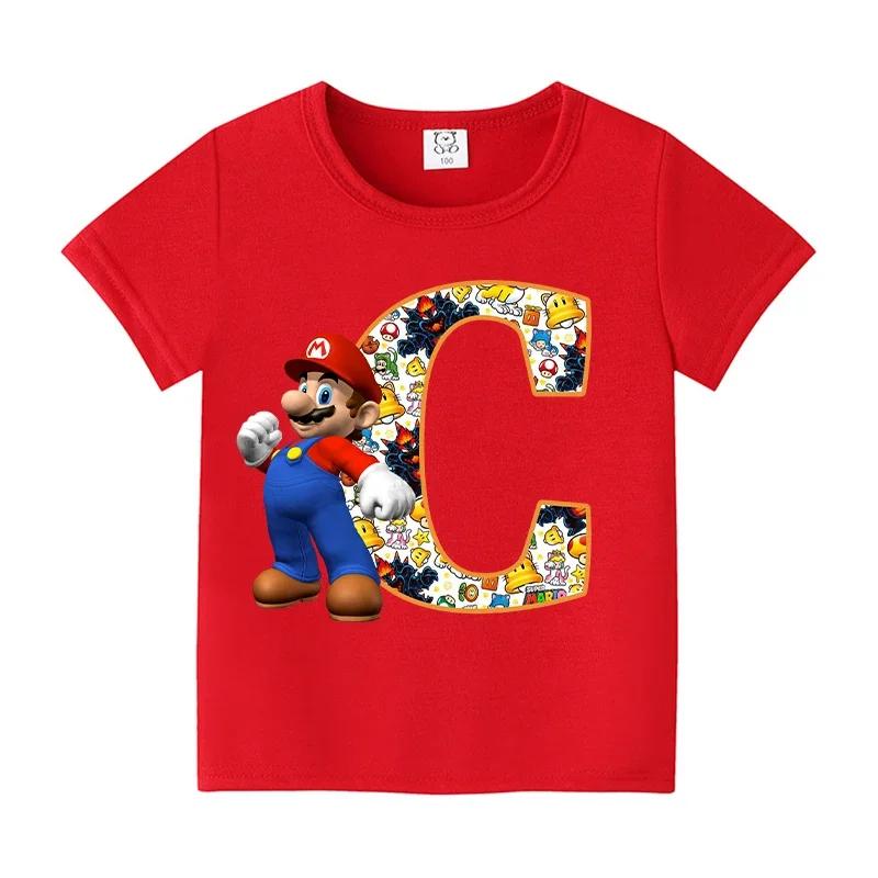 New 100%Polyester T-shirts for Children Cartoon English Letters Graphic T-shirt Boys Casual Short-sleeved Tops Kids Clothes