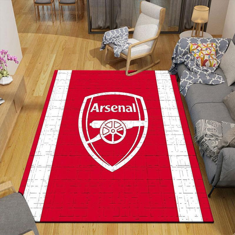 Tappeto Quadrato con Fantasia a Quadri Arsenal F.C., Tappeto da Area, Tappeto per Soggiorno Camera da Letto Divano Sala Giochi Decorazione, Tappetino Antiscivolo
