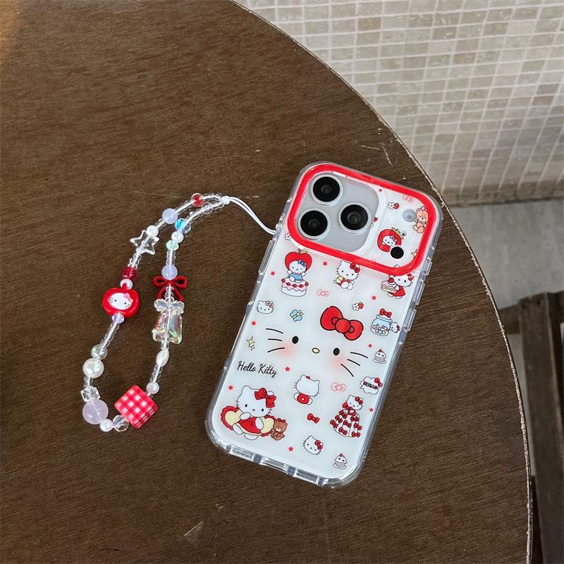 Korean Sweet Cat Chain Phone Case for iPhone 17/16 Pro Max/15/14