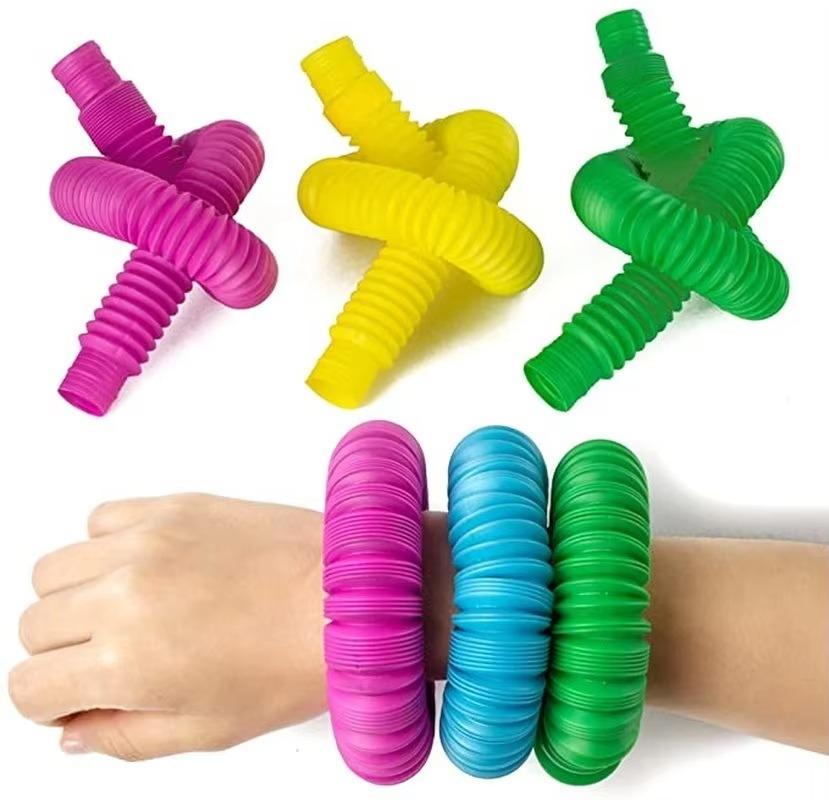 2/1X Mini Pop Tubes Sensory Toy For Adult Kids Stress Relieve Toys Kid Autism Anti Stress Plastic Bellows Children Squeeze Toy