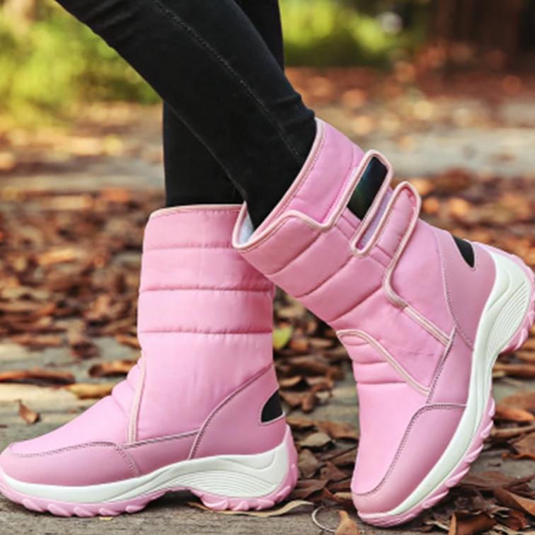 Waterproof Boots Women Winter Shoes Platform Boots WithThick Fur Mid-Calf Snow Boots Fashion Wedge Botas Mujer Shoes Woman