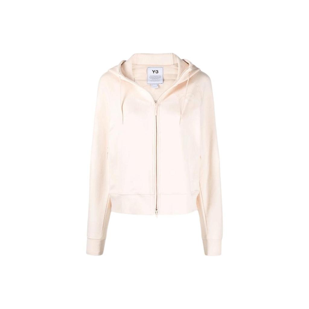 Y-3 Ss22 Logo Print Zip-Up Hoodie Damen Oberbekleidung Beige HG6128