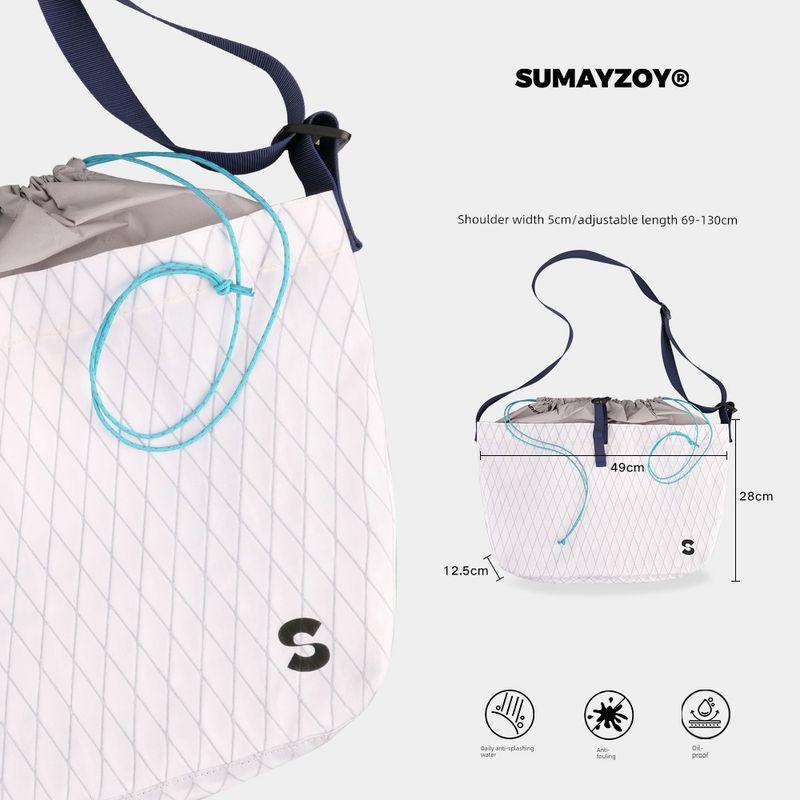 

Sumayzoy Drawstring Bag Garbage Bag Lightweight Travel Shoulder Bag Outdoor Functional Sports Messenger Bag Moonlight White