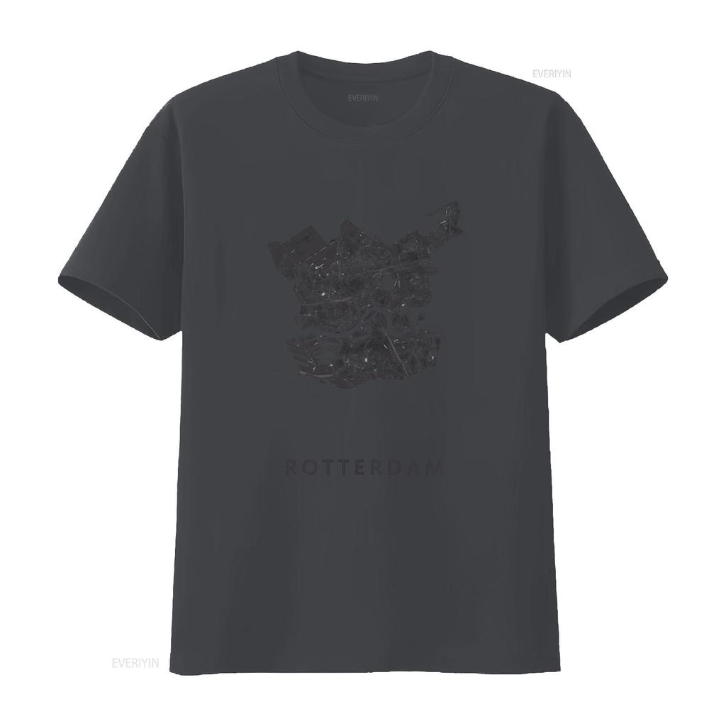 Rare Rotterdam Vintage Style Mens Oversize Leisure T Shirt Premium Quality with City Map Print Vintage Washed Comfortable
