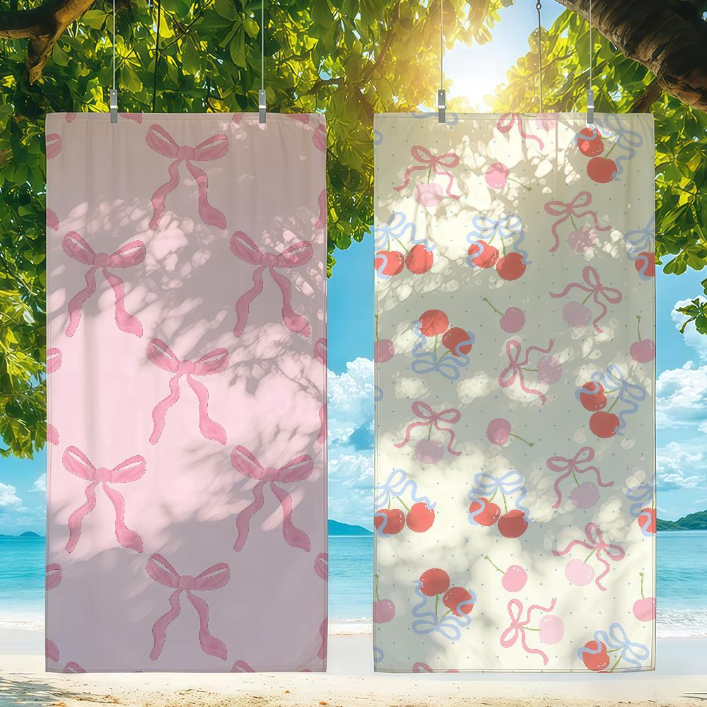 Floral Bow Flower pink Towel Quick Drying Beach Towels Are Suitable For Swimming Pools Camping Yoga And The Gym
