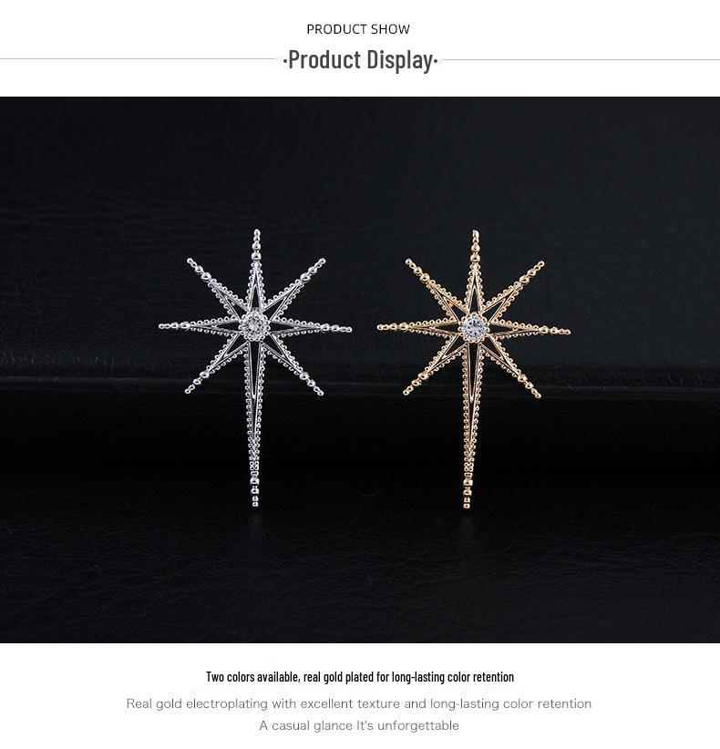 Unisex Zircon-Inlaid Eight-Pointed Star Cross Lapel Pin Corsage
