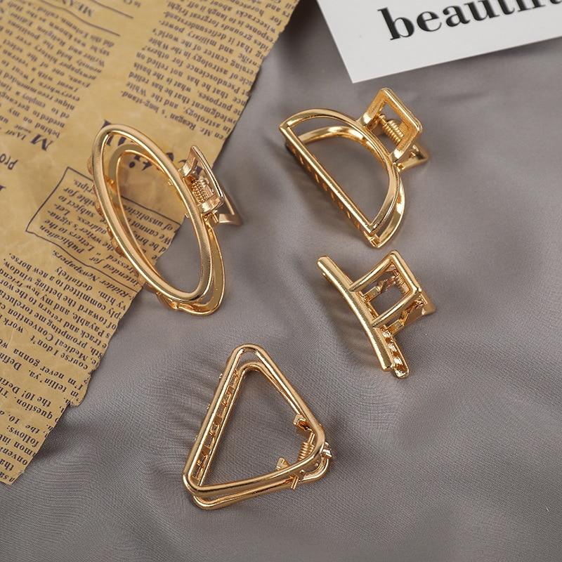 1Pc Cute Cat Ear Gold Metal Mini Geometric Hair Claw Hairpin Crab Hair Clips Fashion Women Girls Hair Accessories