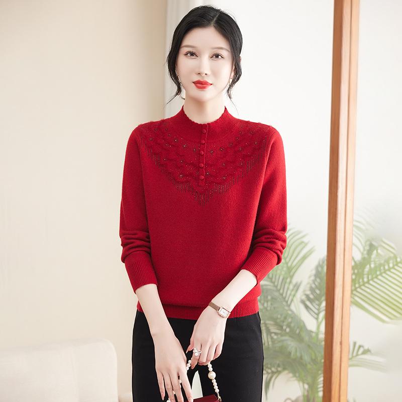 

Женский цельный свитер на флисовой подкладке - Плотный, стильный и теплый осенне-зимний базовый слой 3XL (recommended 130-145 jin)