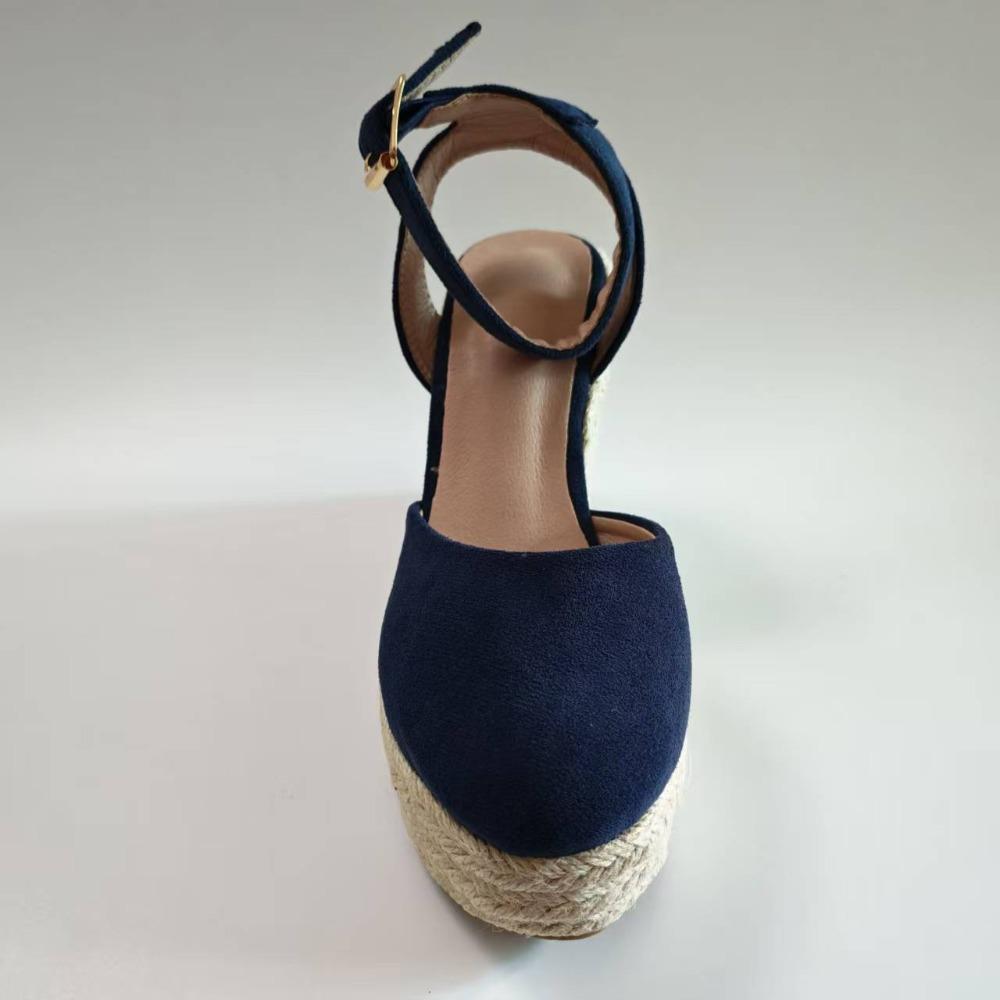 Platform Shoes Women Wedge Heels Blue Elegant Ladies Party Shoes Fashion Espadrille Wedge Heel 10cm Plus Size 42