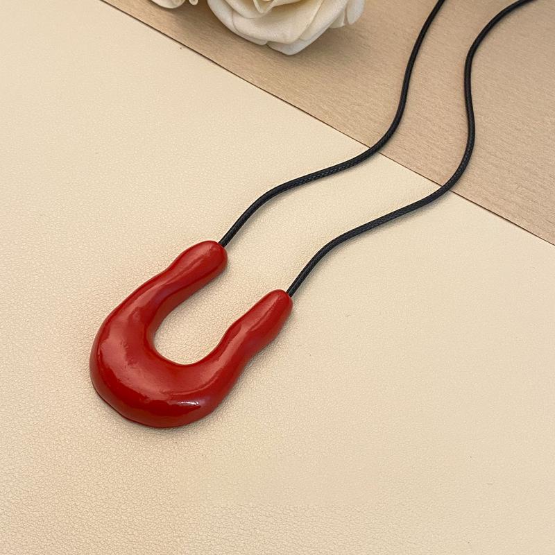 Vintage U-formad Metallhalsband För Kvinnor Långt Rep Geometriskt Hänge Tröjhalsband Accessoarer Gåva