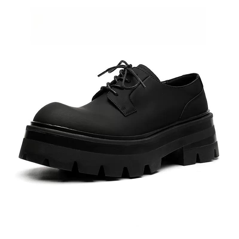 Fashion Derby Platform Shoes for Men Leather Men's Dress Shoes British Style Thick Soles Groom Wedding Shoes Zapatos De Hombre