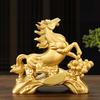 Resin Horse Statue Golden Feng Shui Chinese Zodiac Horse Sculpture 2026 Year of The Horse Collectible Figurine for Tabletop Mantel Home Office Decor
