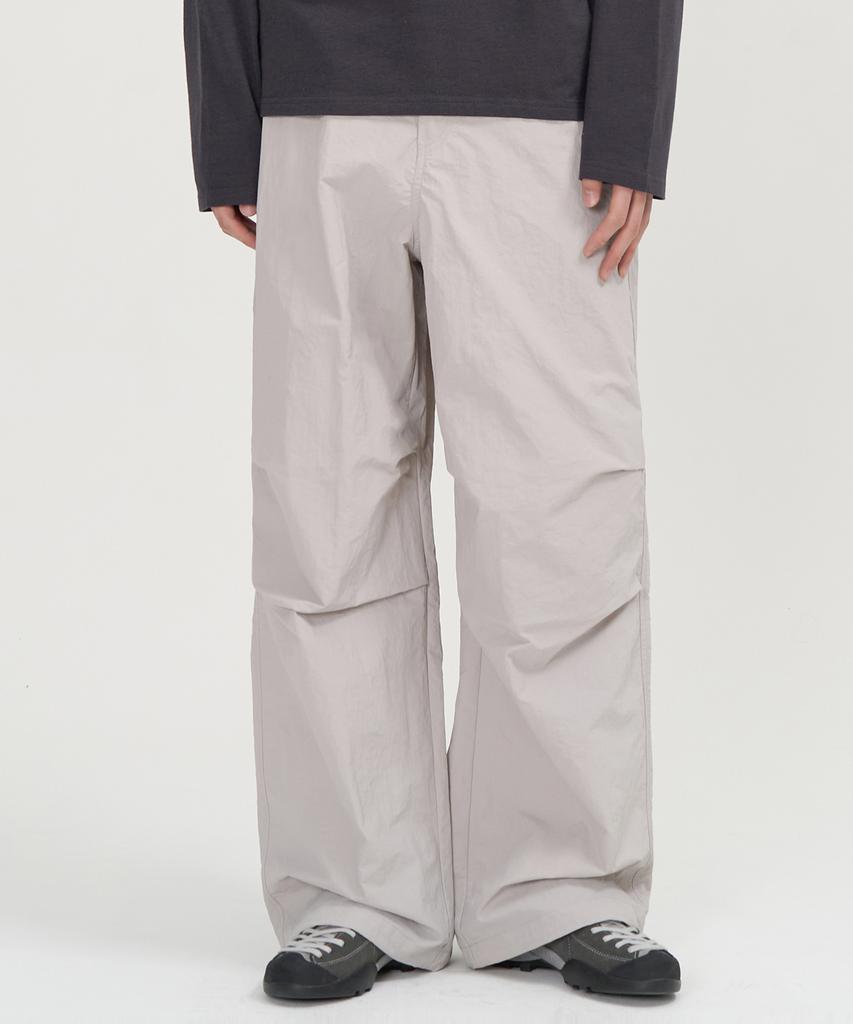 TOFFEE Utility Wide Parachute Pants (Warm Grey)