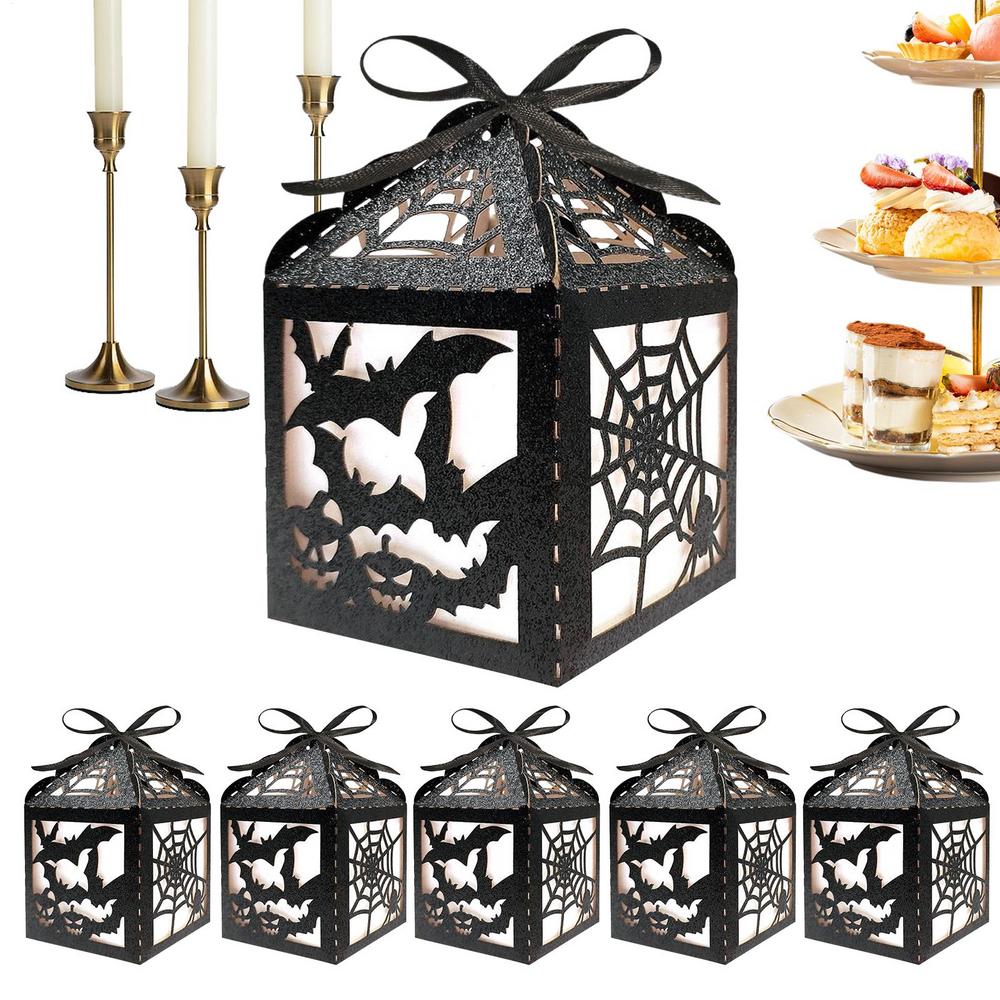 Halloween Boxes Paper Bat Containers Halloween Chocolate Box Party Decor For Snacks Gummy Bread Table Shelf Kitchen Mantel Bar