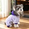 Warm Pet Four Legged Outfit Striped Fleece Dog Winter Clothes Cozy Dog Hoodie Jumpsuit  Winter Walk