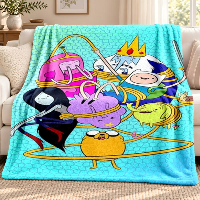 Adventure Time Blanket Flannel Blanket Soft Cozy Plush Throw for Sofa Bed Lightweight Home Decoration Outdoor Camping
