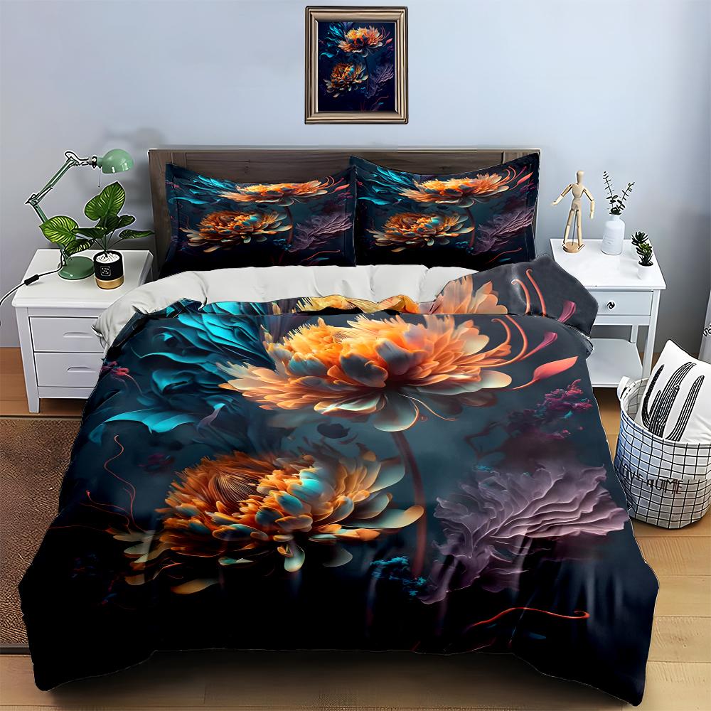 Elegante vivacità floreale. Biancheria da letto Set copripiumino Copripiumini Federe regali (1 * Copripiumino 2 * Federe, senza piumino)
