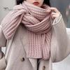 Solid Color Wrap Women Scarf Thickened Warm Autumn Winter Versatile Comfortable Knitting Long Fashion Accessory