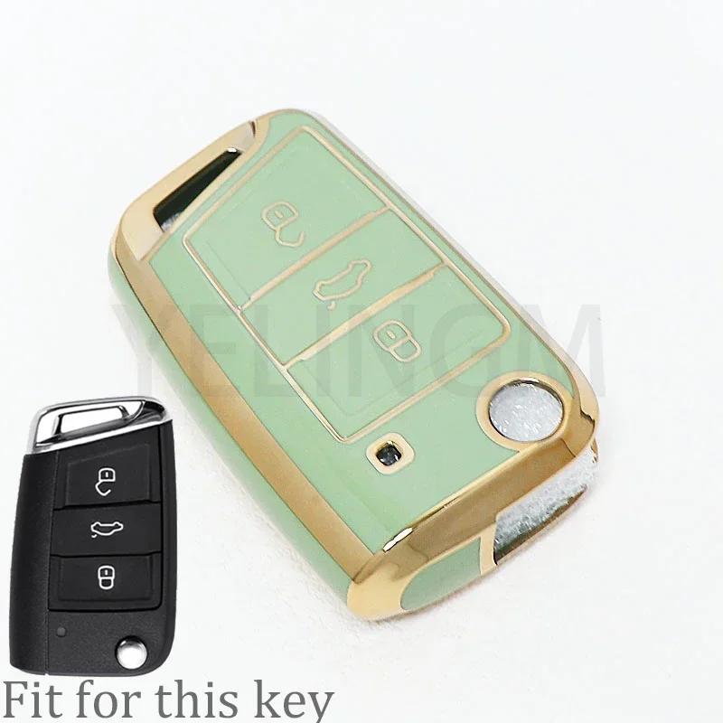 Tpu Car Shell Fob Key Case Full Cover For Vw Volkswagen Golf 7 Mk7 Tiguan Mk2 For Seat Ateca Leon Fr 2 Ibiza For Skoda Octavia