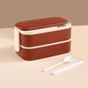 304 Stainless Steel Lunch Box 2 Layers Divided Microwavable Bento Box For Students Office Worker Portable Sealed Food Containers