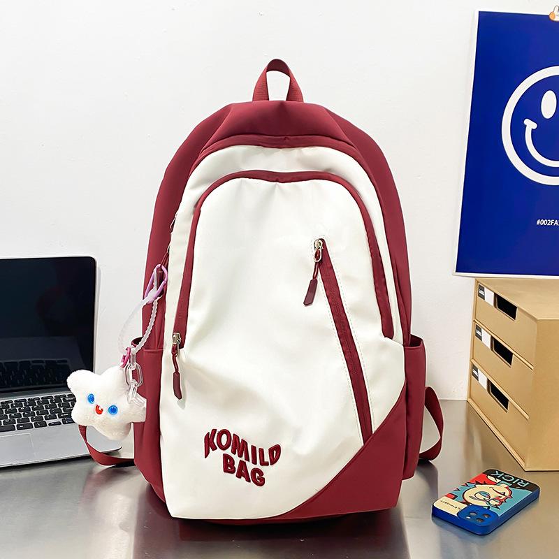Schoolbag female high school student American retro large capacity backpack trendy letter embroidery college student couple backpack