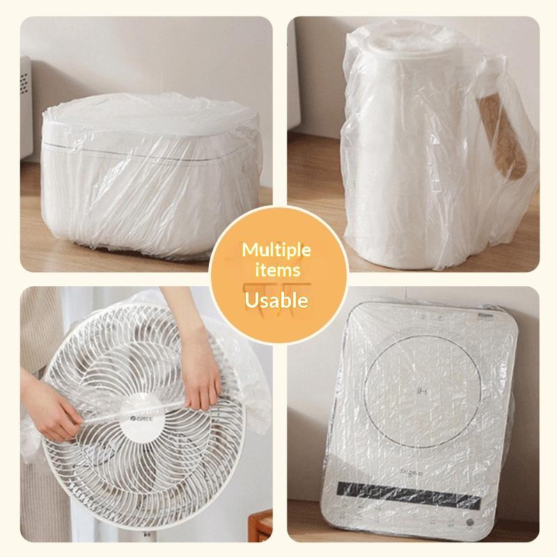 50Pcs Disposable Plastic Dust Cover Elastic Transparent Waterproof Protective Bag For Kitchen Appliance Household Use