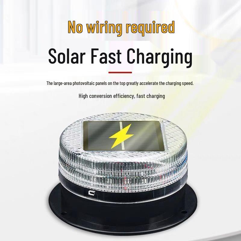 LED Solar Vehicle Roof Warning Signal Light with Strong Magnetic Base