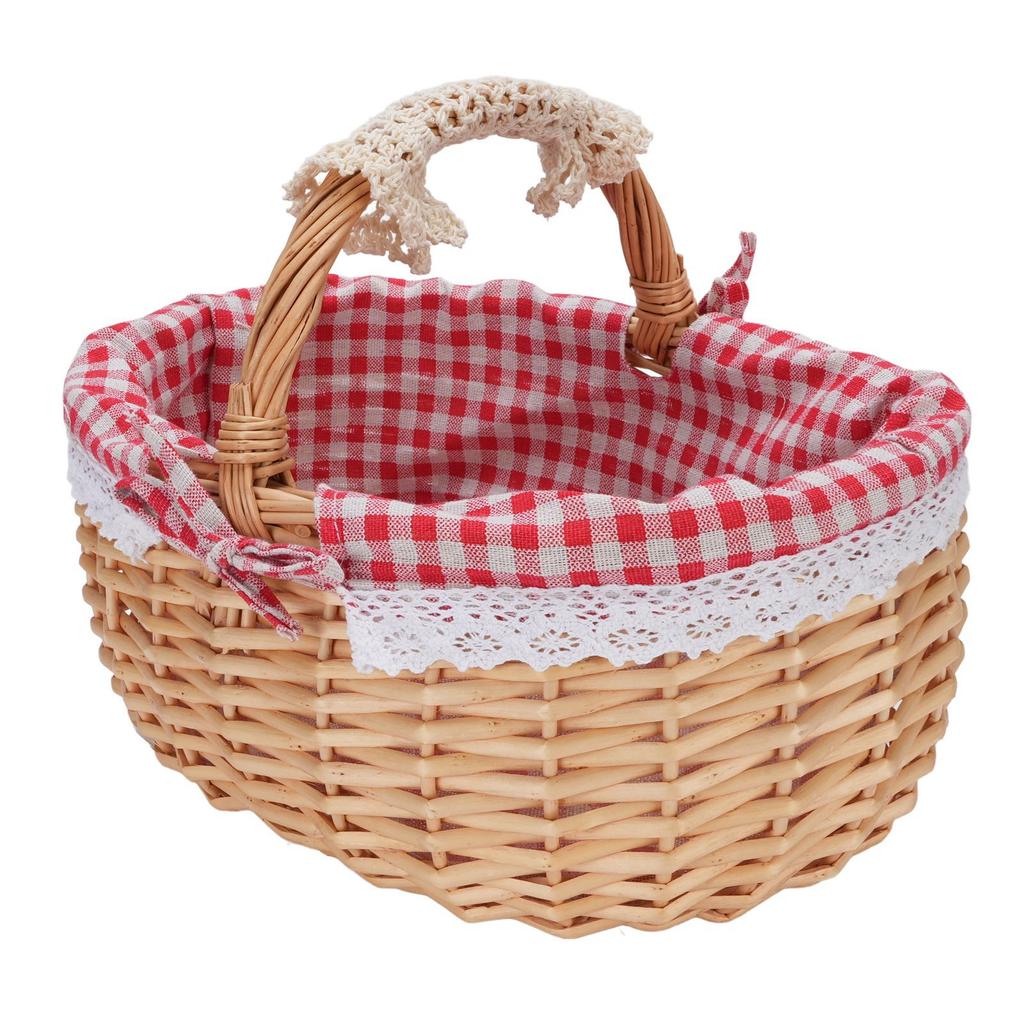 Picnic Basket with Removable Liner Hand Woven Empty Picnic Hamper Basket with Handle for Easter Camping Wedding Gathering