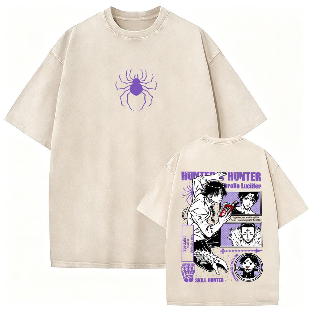 Washed Vintage Anime Hunter X Hunter T-shirts Manga Gon Freecss Graphic T Shirts Men Women Retro Cartoon Oversized Streetwear