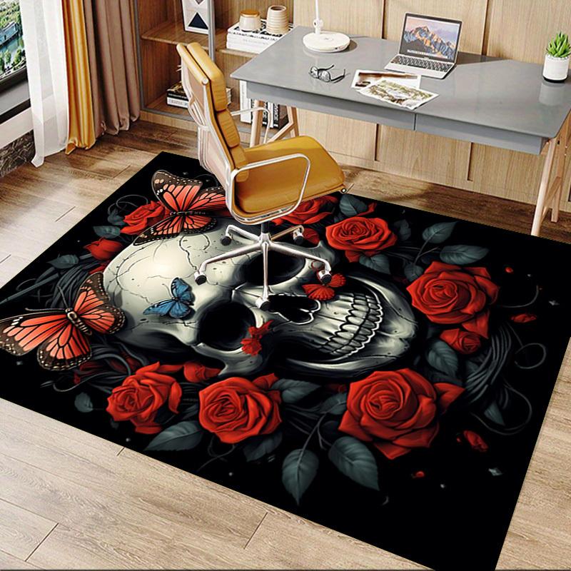 1PC Skull Butterflies Carpet Ultra Soft, Thick & Absorbent, Non Slip Machine Washable Mat for Entryway