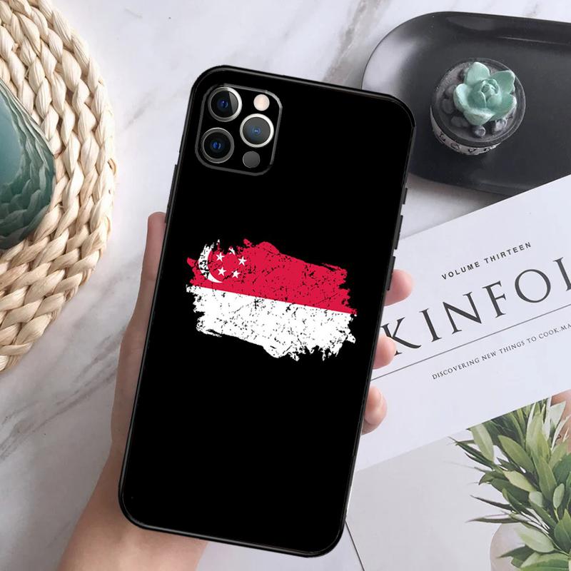 Singapore Flag Case For iPhone 15 11 12 13 14 Pro Max XS XR X 7 8 Plus 12 13 Mini 16 Pro Max Soft Cover