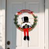 Christmas Soldier Vine Wreath Welcome Wooden Sign Decoration Dwarf Doll Vine Wreath Shopping Mall Window Wall Hanging
