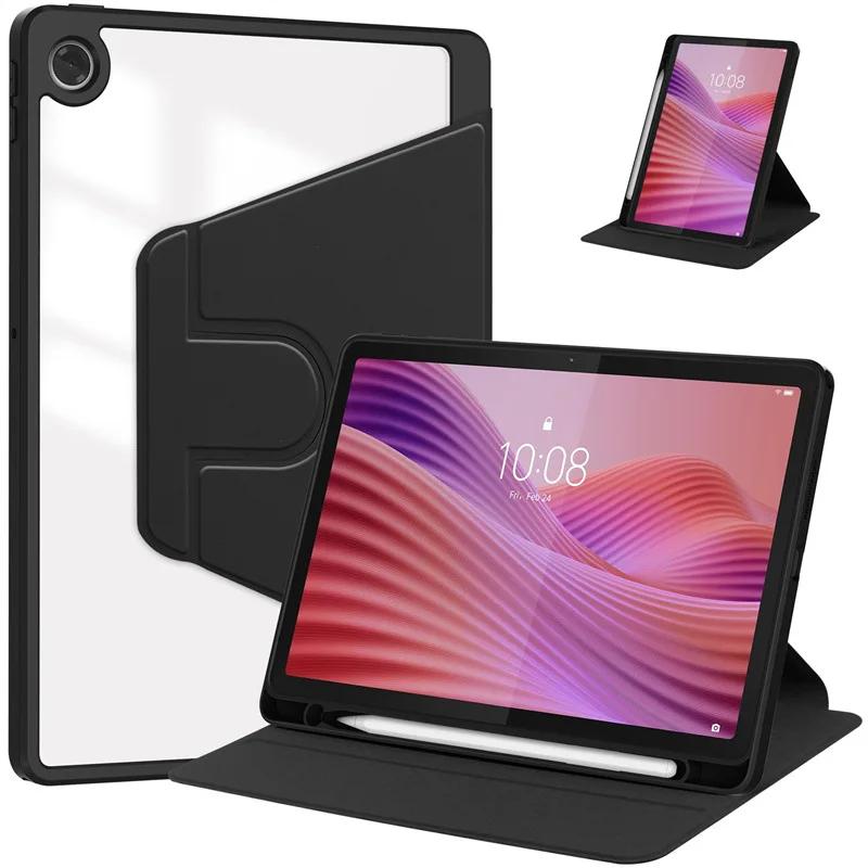 Pour Étui Tab 10.1 TB311FU Acrylique Support Rotatif 360 Tablette Funda Tab K10 2ème Génération TB311XU Coque 10.1 pouces Enfants Lenovo Tab 10.1 2025 noir