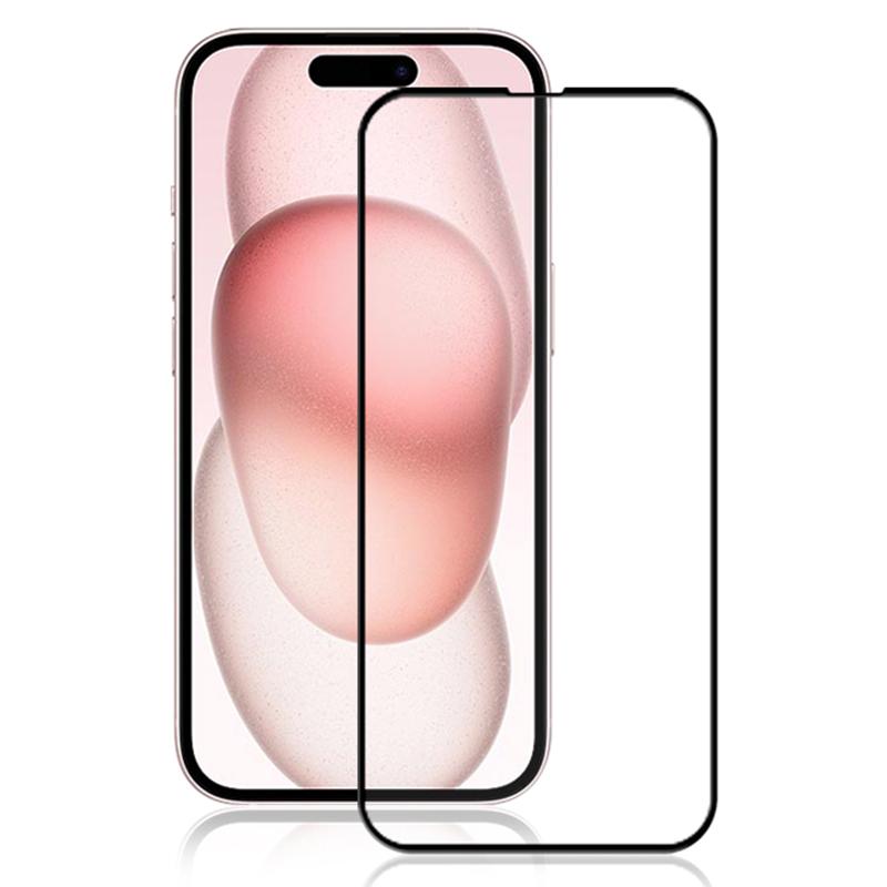 

AMORUS For iPhone 15 Plus HD Clear Screen Protector Silk Printing Full Glue Tempered Glass Film Black