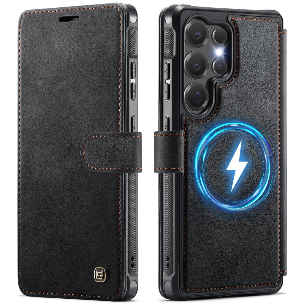 Business Cards Solt Magnetic Wallet Leather Flip Phone Case For Samsung S26 Ultra S25 Edge S24 Plus Book Stand Book Bag Cover