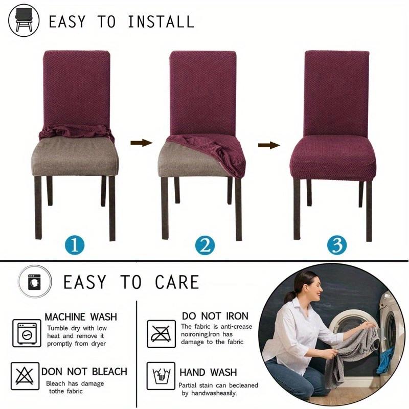 Waterproof Chair Covers Jacquard Fabric Furniture Protector Stretch Washable Removable Hotel Chair Slipcover(1/2/4/6/ Pieces)