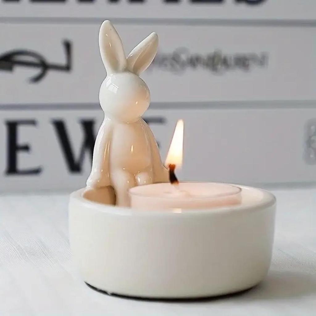 Cartoon Animal Candle Holder with Adorable Bunny Design Home Decor Suitable for Living Room Bedroom