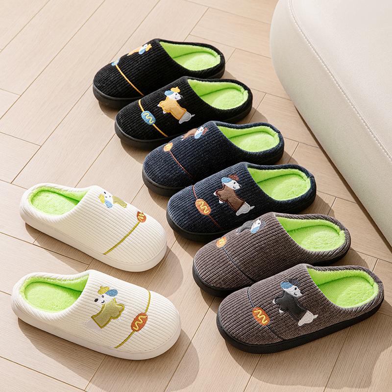 Fashion Winter Women's Slippers Home Plush Luxury Designer Woman Shoes Platform Fuzzy Fur Slides Cartoon Dog Elegant Footwear Indoor New