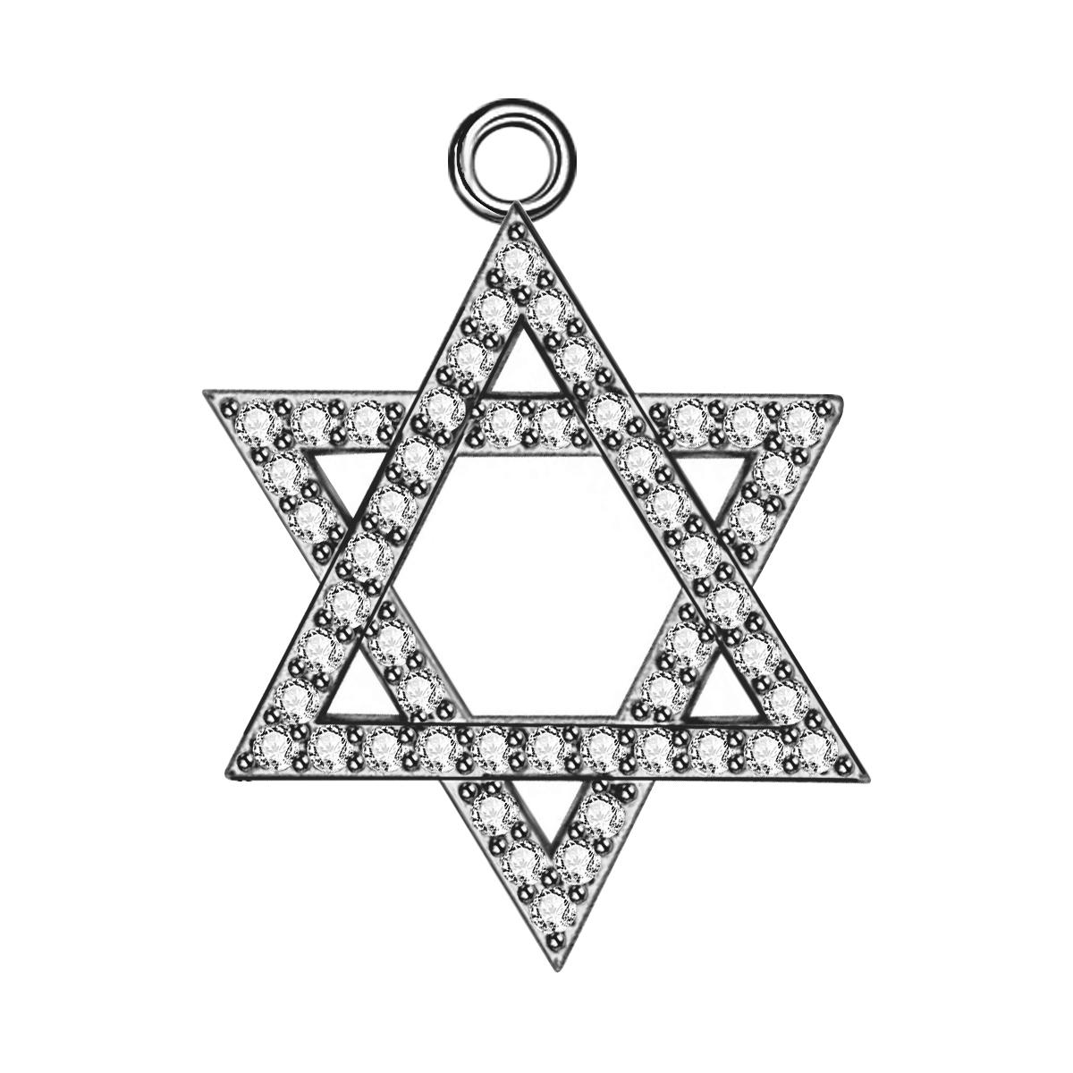 

Cubic Zirconia Crystal Jewish Hexagram Star Of David Pendant For Necklace Makings CZ Stones Cross DIY Jewelry Findings Gift