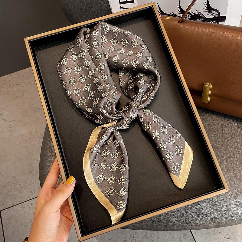 Hangzhou silk 111 mulberry silk scarf Nordic simple striped silk scarf women's 71cm square scarf scarf shawl