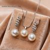Imitation Pearl Necklaces Earrings Sets For Women Fashion Flower Cubic Zirconia Pendant with Chain Birhday Gift