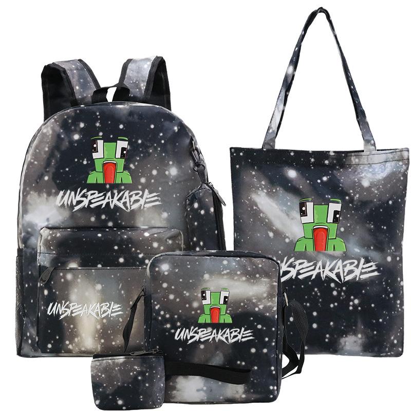 Casual Backpack Five-piece Backpack + Tote Bag + Shoulder Bag + Pencil Bag + Small Money Bag 3