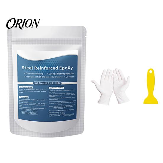 DIY Repair Tool 1/2 Sets 100G Steel Reinforced Epoxy Putty with Scraper, Gloves, Sculpt Clay for Cracks, Easy To Use Leak Fix, Filling, Fast AB Metal,