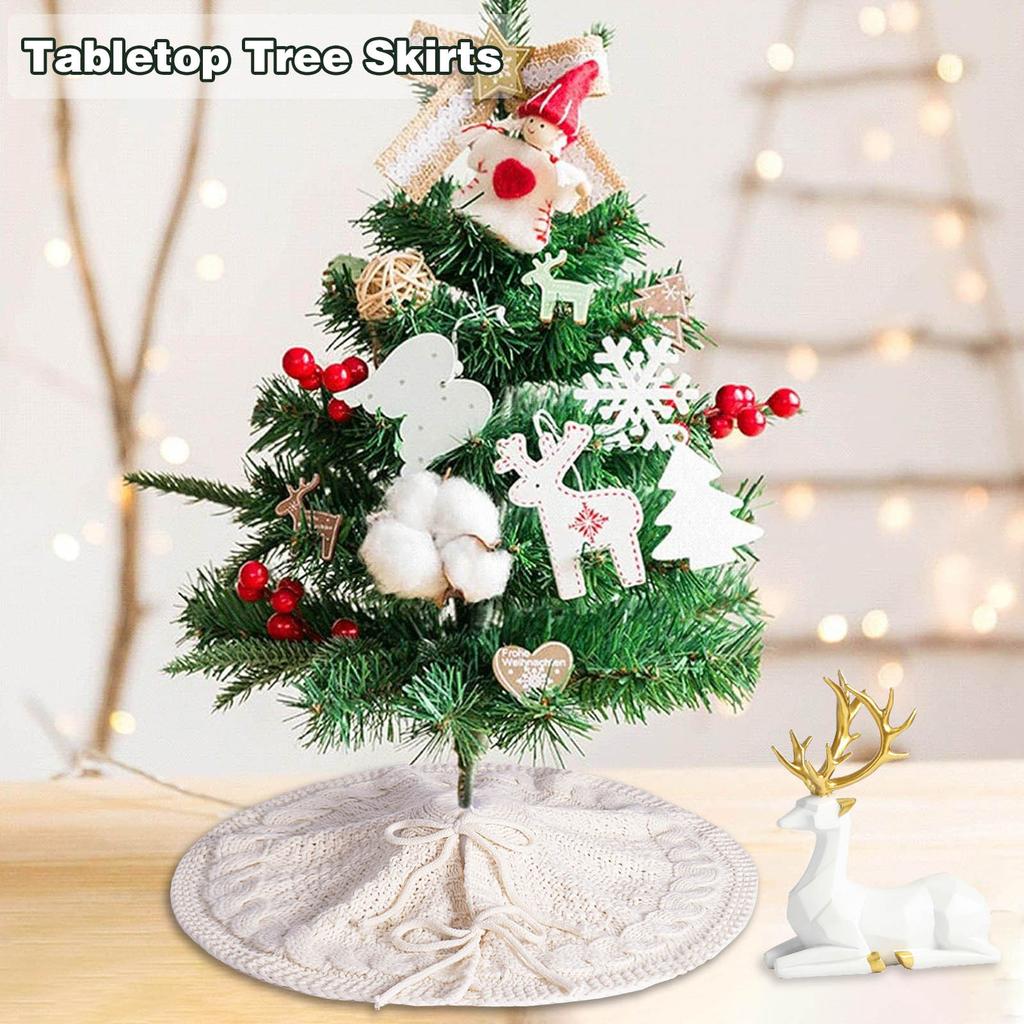 Christmas Knitted Tree Skirt Creamy Knitted Christmas Atmosphere Apron Christmas Tree Decorations