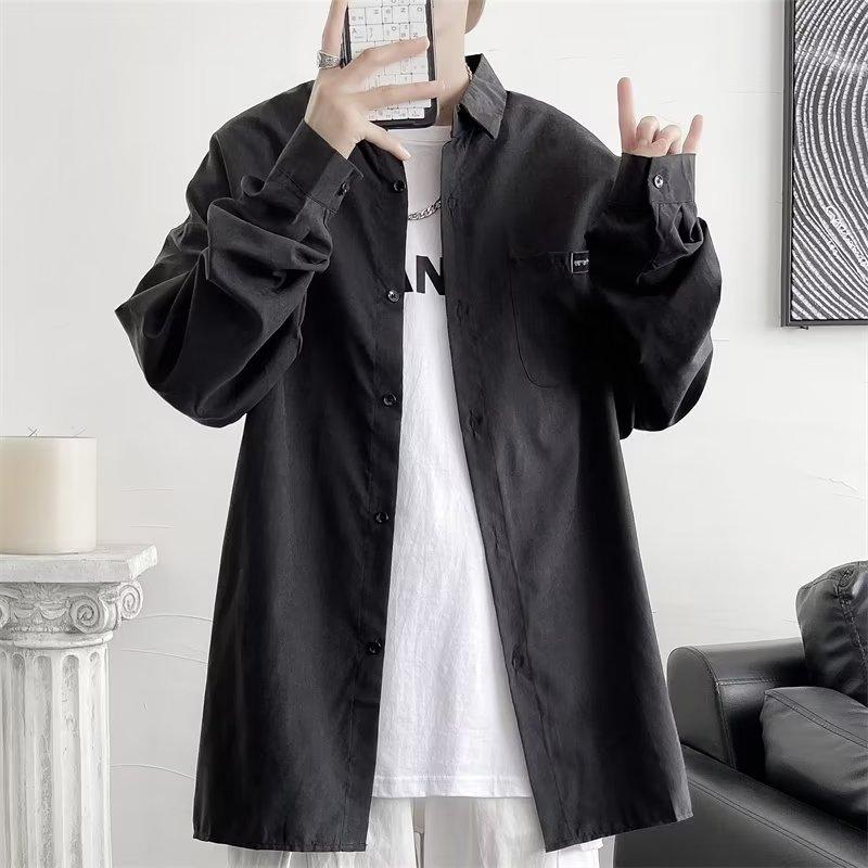 Printed Letter Long Sleeve Shirt Japanese Hong Kong Style Ins Loose Shirt Boys Summer Trendy Versatile Casual Coat