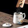 Gold-Inlaid Jade Porcelain Mug - Flower Cloud Crane
