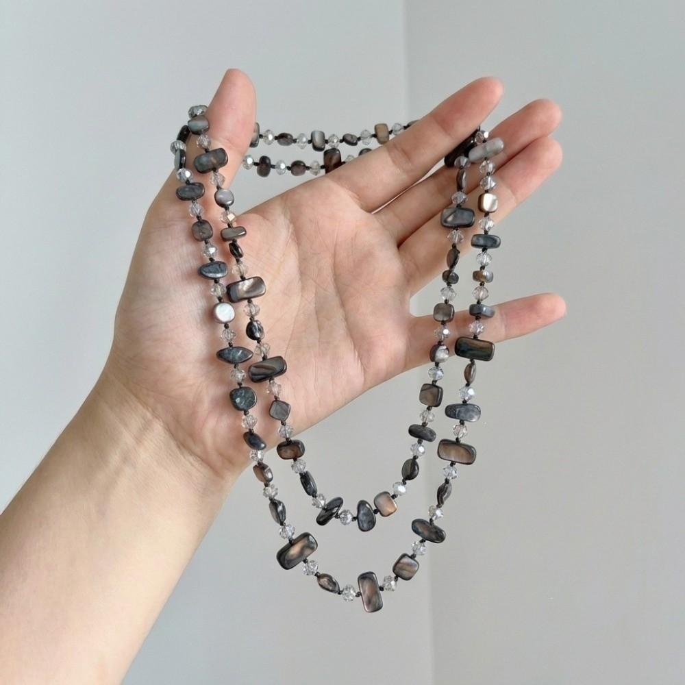 Double Layered Layered Stone Strand Irregular Geometric Boho Shell Beads Choker  Fashion Bloggers Style 1