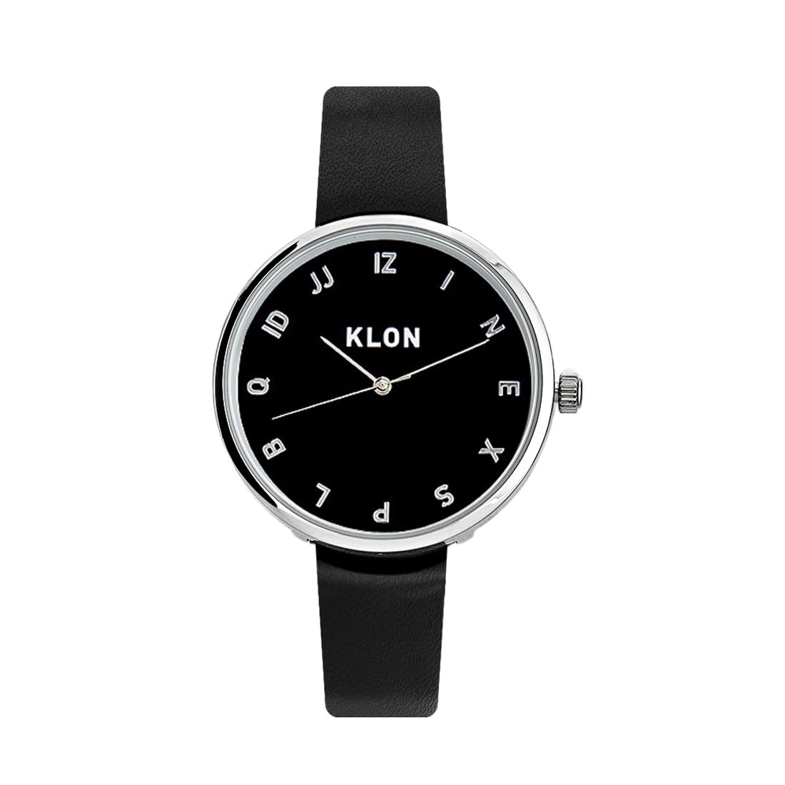 

Watch Arm Watch Black Genuine Leather Waterproof WATCH Simple Unisex KLON MOCK NUMBER BLACK 33mm Men s Women s [BLACK SURFACE] Ver.SILVER