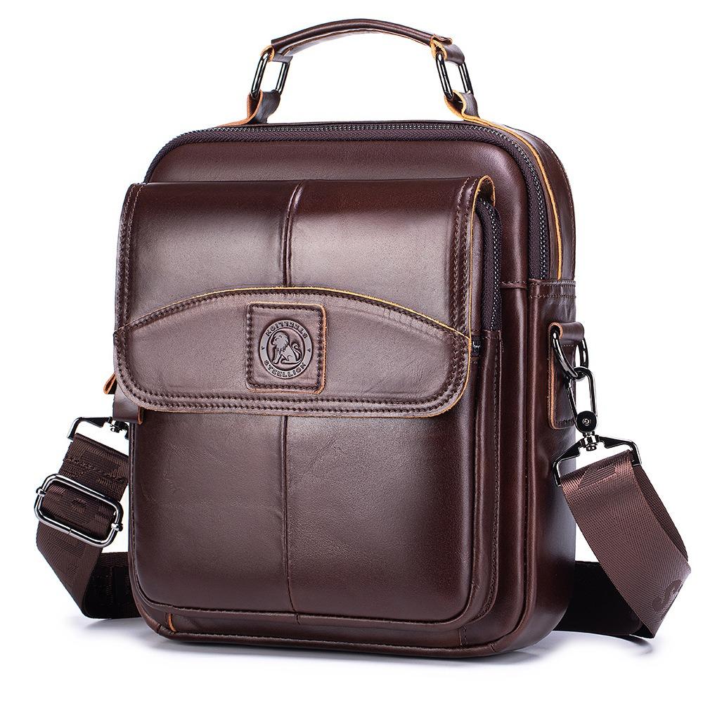 Men Genuine Leather Crossbody Backpack for Business and Commuting, Large Capacity