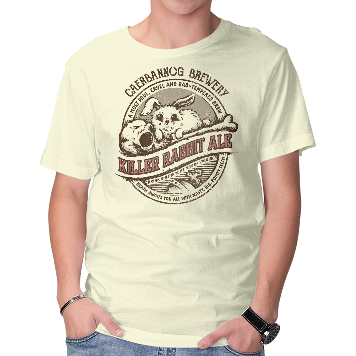 Unisex Crew Neck T-Shirt Killer Rabbit Ale Graphic Short Sleeve Casual Tee L